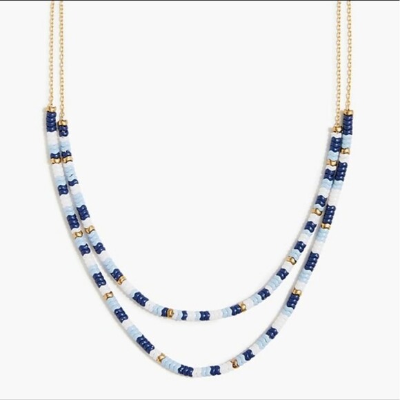 NWT J. Crew Two Layer Chevron Beaded Necklace - Picture 2 of 9